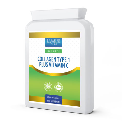 Collagen Type 1 Plus Vitamin C 60 Capsules 600mg  - Energy Vitamins & Supplements UK