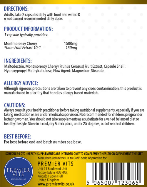 Montmorency Cherry 1500mg, 90 Capsules  - General Health Vitamins & Supplements UK