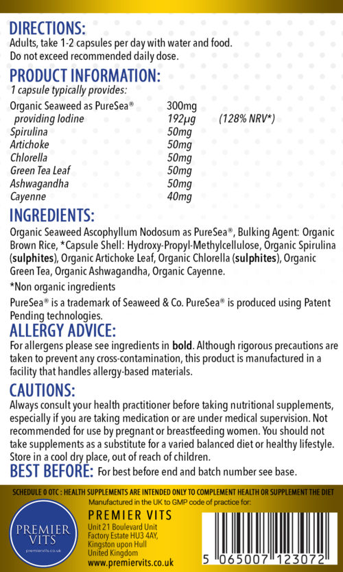 Organic Seaweed Complex 100 Capsules  - Energy Vitamins & Supplements UK